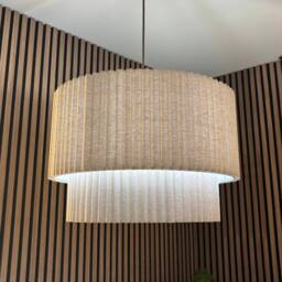 CGC Lighting Allegra Oatmeal Linen Two Tier Extra Large Layer Drum Lampshade in Beige - thumbnail 9