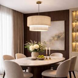 CGC Lighting Allegra Oatmeal Linen Two Tier Extra Large Layer Drum Lampshade in Beige - thumbnail 2