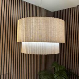 CGC Lighting Allegra Oatmeal Linen Two Tier Extra Large Layer Drum Lampshade in Beige - thumbnail 7