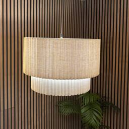 CGC Lighting Allegra Oatmeal Linen Two Tier Extra Large Layer Drum Lampshade in Beige - thumbnail 5