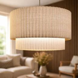 CGC Lighting Allegra Oatmeal Linen Two Tier Extra Large Layer Drum Lampshade in Beige - thumbnail 3
