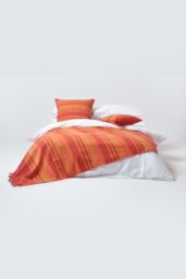 Homescapes Cotton Morocco Striped Throw in Terracotta - Size: 255 cm x 360 cm - thumbnail 3