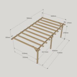 Rutland County Garden Furniture Ltd Wall Mounted Garden Pergola 3 Posts, Wood, L360 x W780 x H270cm, Brown - thumbnail 6
