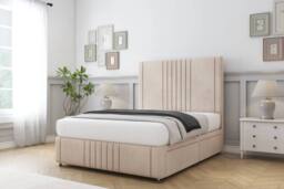 "Sloomy Harrington Naples Divan Base 2 Drawers 54"" Headboard & 12"" Footboard in Light Sand - Size: Super King" - thumbnail 3