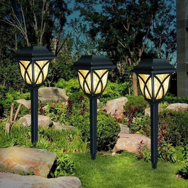 KORVIXA 6PCS Solar Powered LED Garden Stake Lights in Black - Size: 100 cm - image 1
