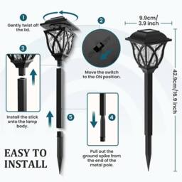 KORVIXA 6PCS Solar Powered LED Garden Stake Lights in Black - Size: 100 cm - thumbnail 6
