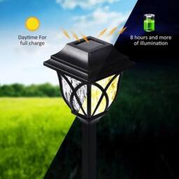 KORVIXA 6PCS Solar Powered LED Garden Stake Lights in Black - Size: 100 cm - thumbnail 4