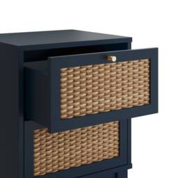 Wyld Haus Waterford Berlin Blue Oak & Rattan Bedside Cabinet 2 Drawers - thumbnail 4