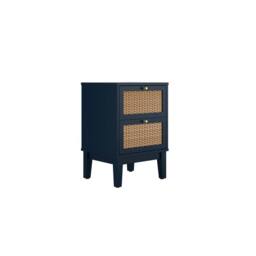 Wyld Haus Waterford Berlin Blue Oak & Rattan Bedside Cabinet 2 Drawers - thumbnail 3