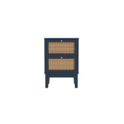 Wyld Haus Waterford Berlin Blue Oak & Rattan Bedside Cabinet 2 Drawers - thumbnail 2