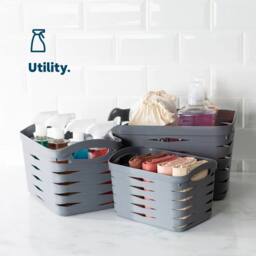EONLION Medium Storage Basket 13L Grey Woven Plastic - Size: 500mm - thumbnail 3