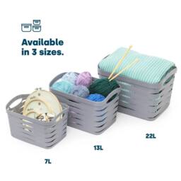 EONLION Medium Storage Basket 13L Grey Woven Plastic - Size: 500mm - thumbnail 2