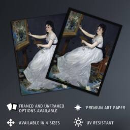 "Artery8 Portrait of Painter Eva Gonzales Manet Vintage Wall Art Print Poster in Blue - Size: W18"" x H24""" - thumbnail 2