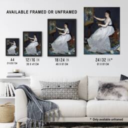 "Artery8 Portrait of Painter Eva Gonzales Manet Vintage Wall Art Print Poster in Blue - Size: W18"" x H24""" - thumbnail 3