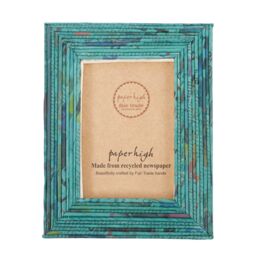 Paper High Reclaimed Newspaper Photo Frame in Teal - Size: Large