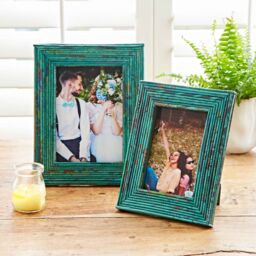 Paper High Reclaimed Newspaper Photo Frame in Teal - Size: Large - thumbnail 4