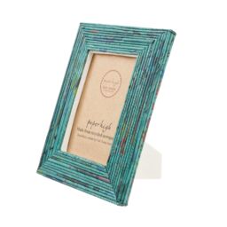 Paper High Reclaimed Newspaper Photo Frame in Teal - Size: Large - thumbnail 2