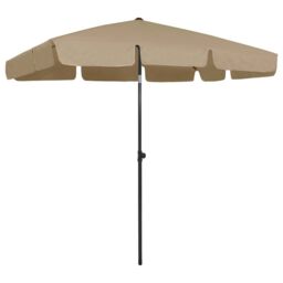 Berkfield Home Beach Umbrella Taupe 200x125 cm in Beige - thumbnail 1