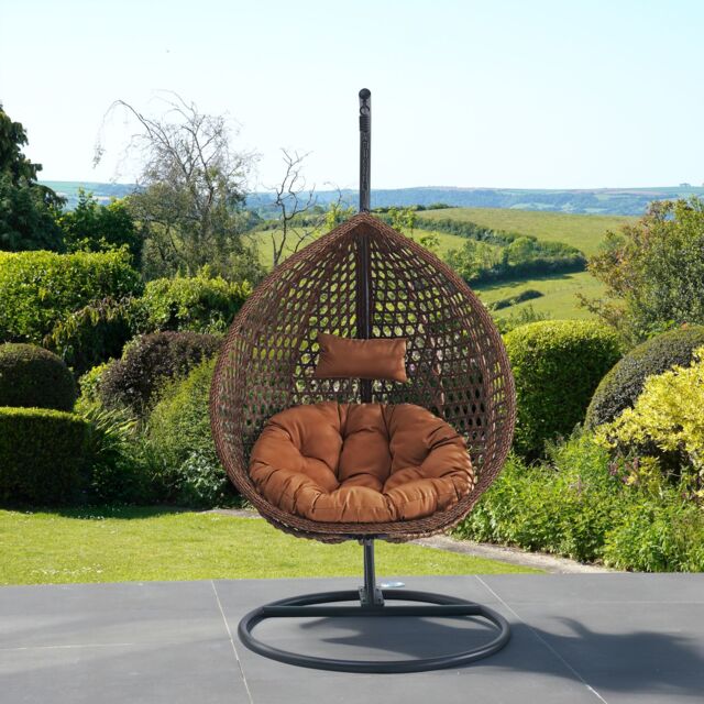 Artemis Home Sunbury Hanging Swing Single Egg Pod Chair in Brown - image 1