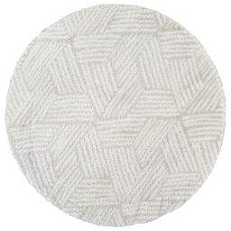 Livabliss Cloudy Shag-Geometric Grey Beige Soft Plush Pile Living Bedroom Rug - Size: 120 cm diameter - thumbnail 2