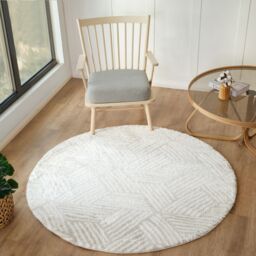 Livabliss Cloudy Shag-Geometric Grey Beige Soft Plush Pile Living Bedroom Rug - Size: 120 cm diameter - thumbnail 1