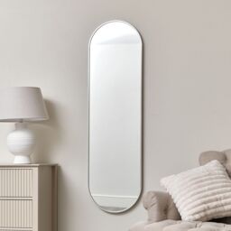 Melody Maison Silver Oval Framed Wall Mirror 140cm X 40cm - Size: 140 cm X 40 cm - thumbnail 2