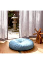 Living and Home Bohemian Style Detachable Round Floor Cushion in Light Blue - thumbnail 5