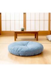 Living and Home Bohemian Style Detachable Round Floor Cushion in Light Blue - thumbnail 4