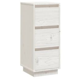 Berkfield Home Sideboard White 32x34x75 cm Solid Wood Pine - Size: 32 x 34 x 75 cm - thumbnail 1
