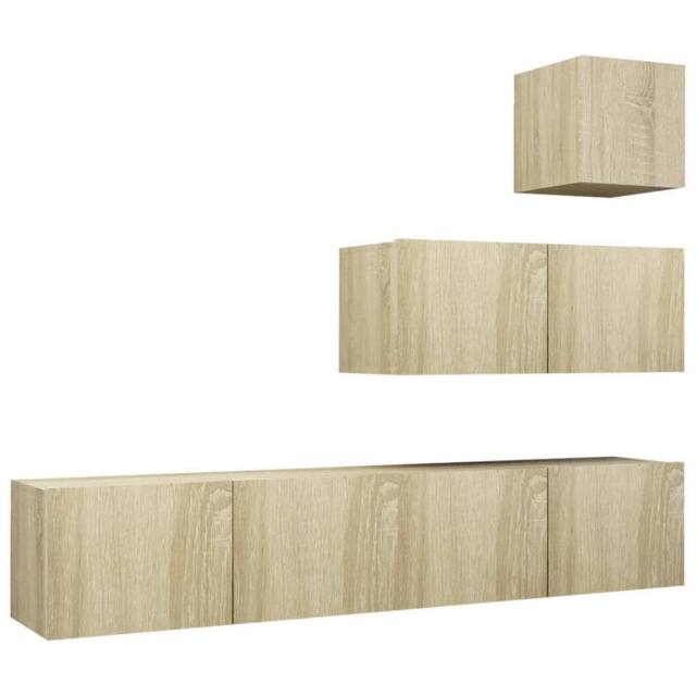 Berkfield Home 4 Piece TV Cabinet Set Sonoma Oak Engineered Wood in Brown - image 1