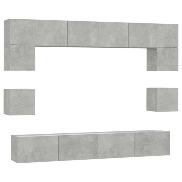 Berkfield Home 8 Piece TV Cabinet Set Concrete Grey Engineered Wood - image 1