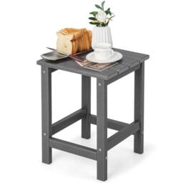 Costway Side Table Indoor Outdoor HDPE Adirondack Square End Table in Grey - thumbnail 1