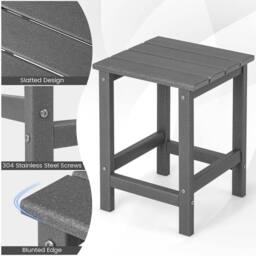 Costway Side Table Indoor Outdoor HDPE Adirondack Square End Table in Grey - thumbnail 6
