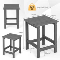 Costway Side Table Indoor Outdoor HDPE Adirondack Square End Table in Grey - thumbnail 2