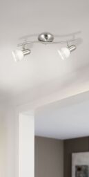 Loops 2 PACK Wall Light Colour Satin Nickel Shade White Glass Wiping Technique E14 40W in Metallics - thumbnail 3