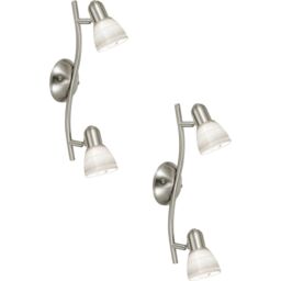 Loops 2 PACK Wall Light Colour Satin Nickel Shade White Glass Wiping Technique E14 40W in Metallics