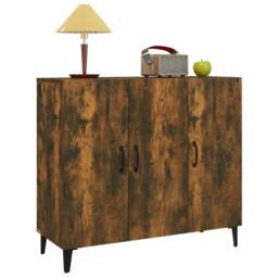 Berkfield Home Sideboard Smoked Oak 90x34x80 cm Engineered Wood in Brown - Size: 90 x 34 x 80 cm - thumbnail 4