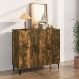 Berkfield Home Sideboard Smoked Oak 90x34x80 cm Engineered Wood in Brown - Size: 90 x 34 x 80 cm - thumbnail 2