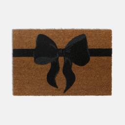 OHS Bow Print Non Slip Coir Mat Doormat Rug in Black - Size: 40 cm x 60 cm - thumbnail 3