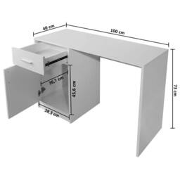 Berkfield Home Desk with Drawer & Cabinet White 100x40x73 cm - Size: 100 x 40 x 73 cm - thumbnail 6