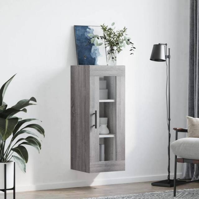 Berkfield Home Wall Mounted Cabinet Grey Sonoma 34.5x34x90 cm - image 1
