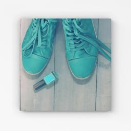 "Warren Reed - Designer Lipstick Shoes Canvas in Blue - Size: W16"" x H16""" - thumbnail 1
