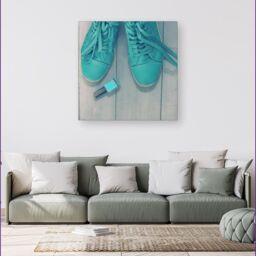 "Warren Reed - Designer Lipstick Shoes Canvas in Blue - Size: W16"" x H16""" - thumbnail 4