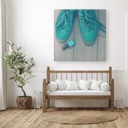 "Warren Reed - Designer Lipstick Shoes Canvas in Blue - Size: W16"" x H16""" - thumbnail 3