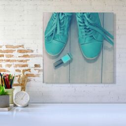 "Warren Reed - Designer Lipstick Shoes Canvas in Blue - Size: W16"" x H16""" - thumbnail 2