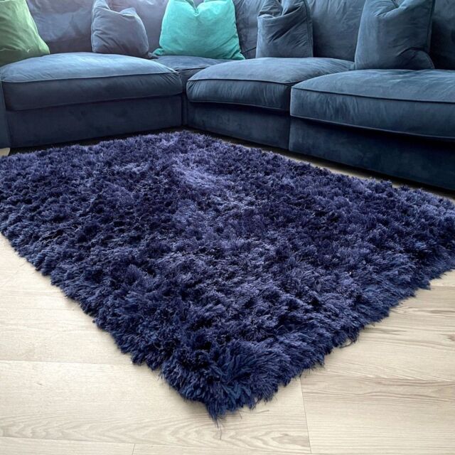 The Rug Shop UK Navy Handmade Luxurious Easy to clean Plain Area Rug - Size: 200 cm x 290 cm