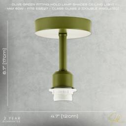 Happy Homewares Traditional Olive Green Ceiling Light Fitting to Hold Lamp Shades - thumbnail 7