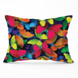 Warren Reed - Designer Rainbow Butterflies Cushions in Red - Size: 60 cm x 60 cm - thumbnail 1