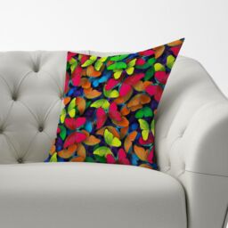 Warren Reed - Designer Rainbow Butterflies Cushions in Red - Size: 60 cm x 60 cm - thumbnail 3