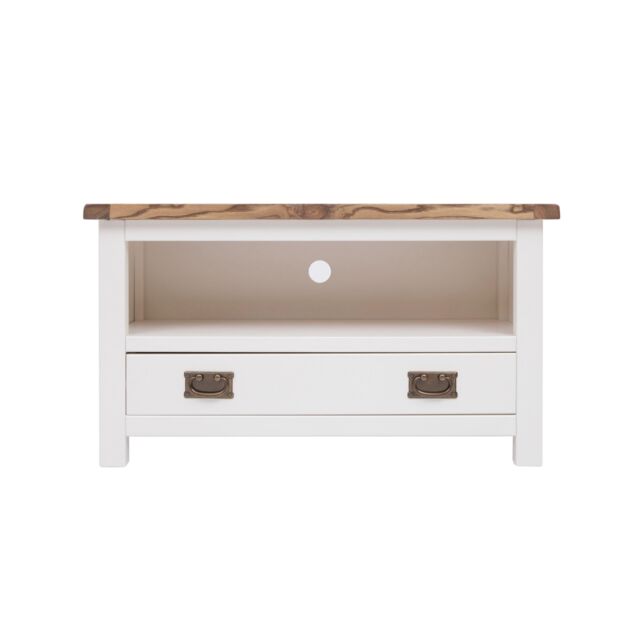 Cabinet Bits Lovere Off-White 1 Drawer TV Cabinet Brass Drop Handle - image 1